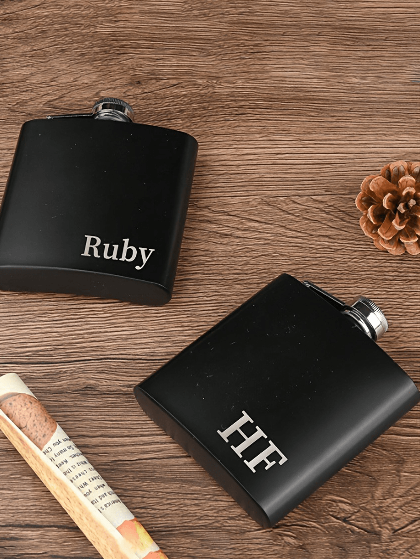 Personalized Matte Black Flagon with Custom Text